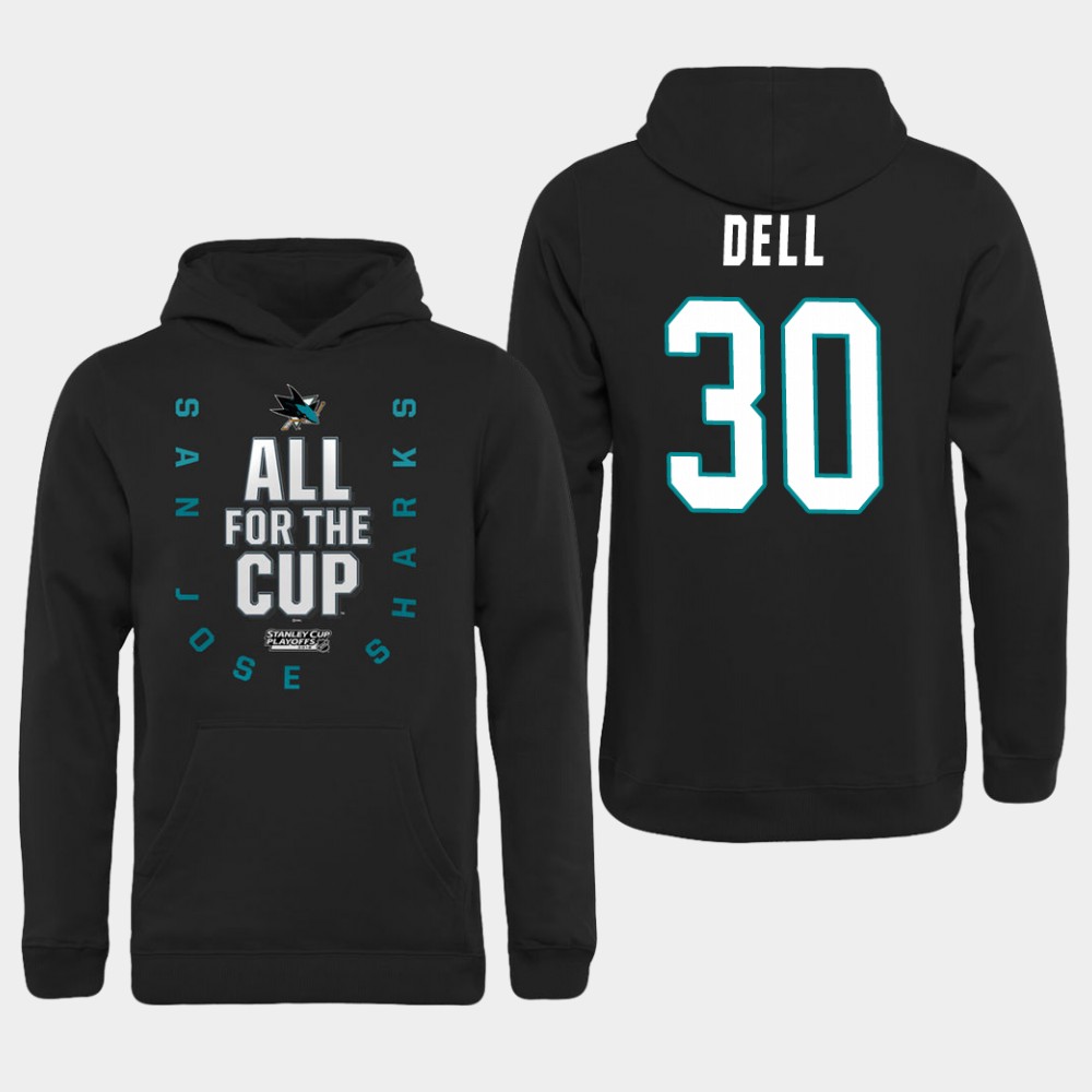 Men NHL Adidas San Jose Sharks 30 Bell black hoodie